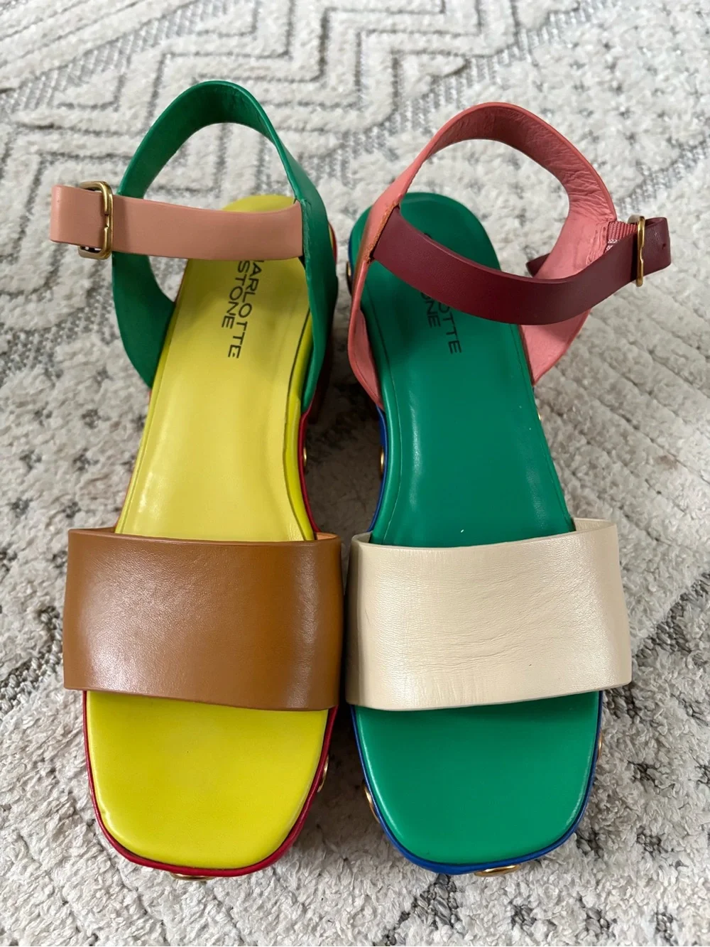 Charlotte Stone Allie Platform Sandals Size 8 Mutli Color